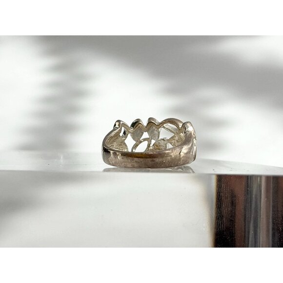 Multi Gemstone Abalone, MOP & Black Onyx 925 Sterling Vintage Ring - sz 6 - Picture 11 of 12